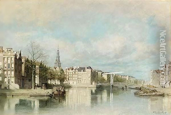 A View Of Amsterdam 3 Oil Painting - Johannes Christiaan Karel Klinkenberg