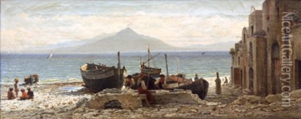 The Coast Of Capri Oil Painting - Friedrich Nerly the Younger