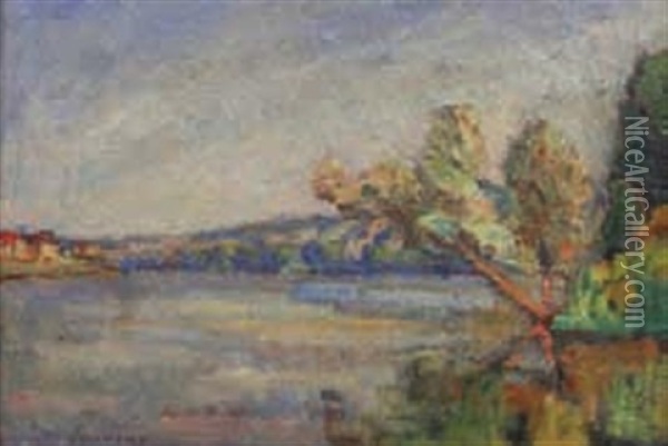 La Seine De Vetheuil Et Lavacourt Oil Painting - Abel Louis Alphonse Lauvray