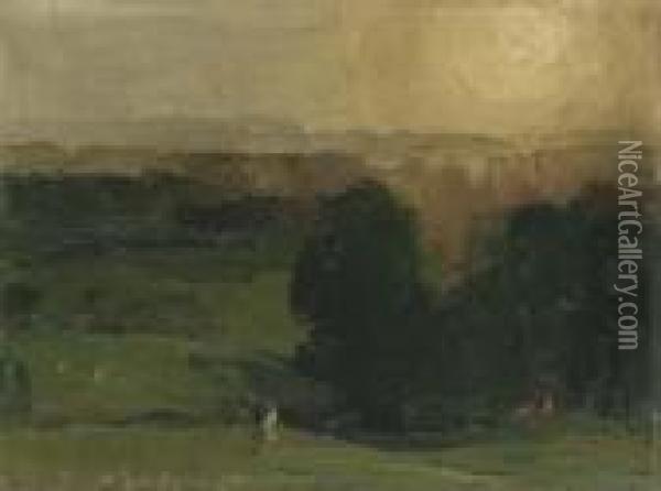 Sunset, Jersey Hills Oil Painting - George Wesley Bellows