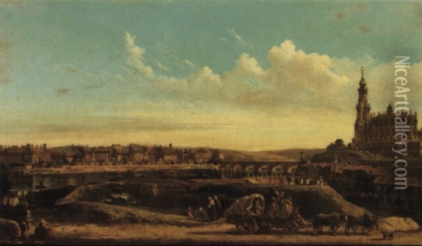 Ansicht Von Dresden Oil Painting - Bernardo Bellotto