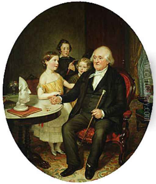 Great-Grand-Father's Tale of the Revolution--A Portrait of Reverend Zachariah Greene Oil Painting - William Sidney Mount