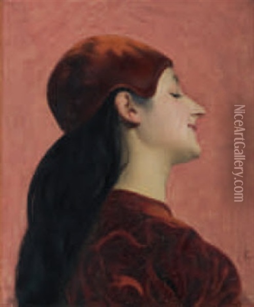 Portrait De Femme De Profil Oil Painting - Joseph Granie