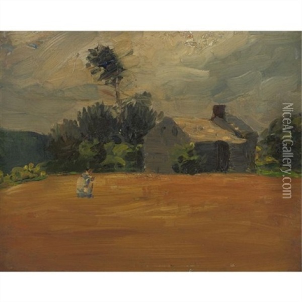 Field And Cottage Oil Painting - George Benjamin Luks