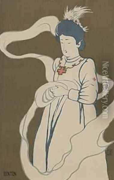 Nurse as Benten from the series Seven Gods of Good Fortune late Meiji era Oil Painting - Koju Okura
