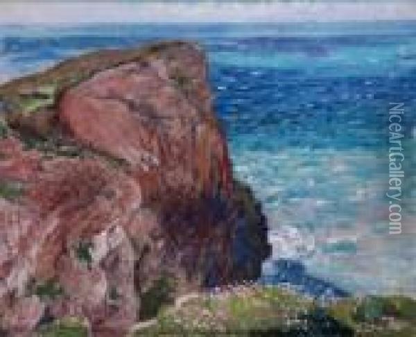Trevellas Rocks Oil Painting - Robert James Enraght Moony