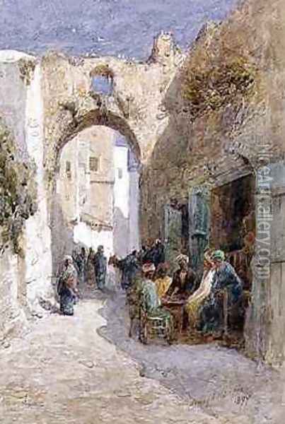 A Quiet Street Jerusalem Oil Painting - Henry Andrew Harper