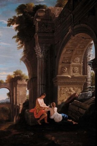 Arco Romano Con Personaggi Oil Painting - Jean (Lemaire-Poussin) Lemaire