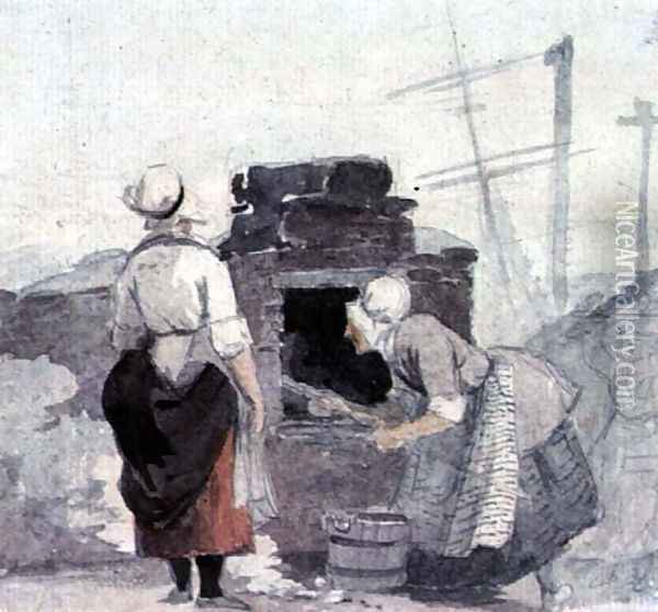Two Women at an Oven Oil Painting - Luke Clennell