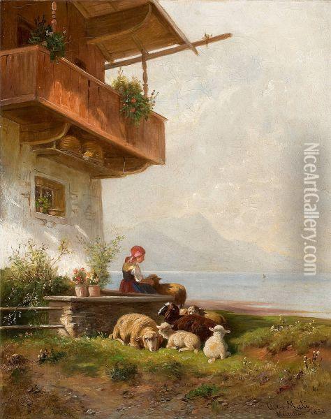 In Front Of The House Oil Painting - Christian Friedrich Mali