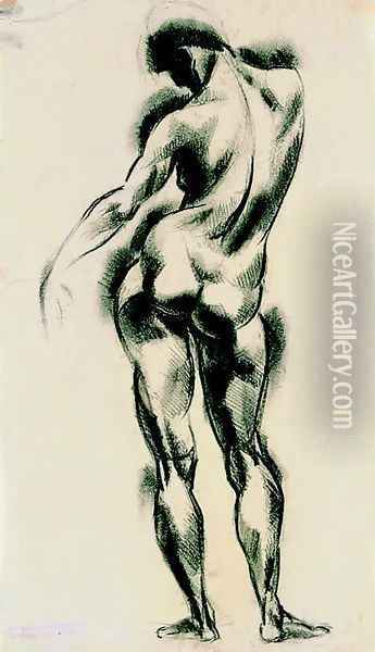 Nude Standing c. 1920 Oil Painting - Erzsebet Korb
