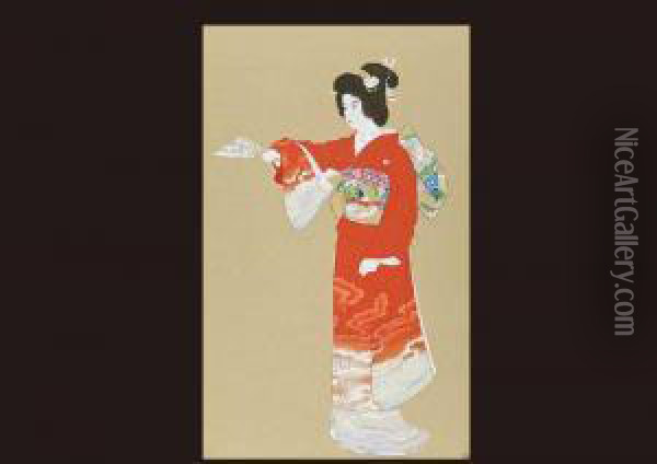 Jo-no-mai(dance Performed In A No Play) Oil Painting - Uemura Shoen