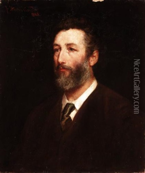 Portrait Of Frederic, Lord Leighton, P.r.a. Oil Painting - John Hanson Walker