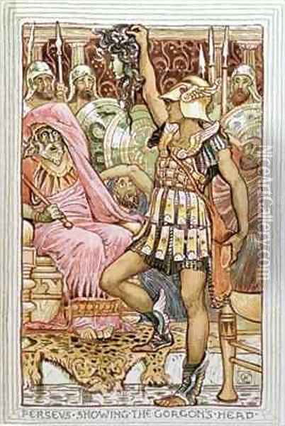 Perseus showing the Gorgons head Oil Painting - Walter Crane