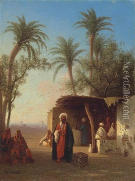 Village In The Desert, Algeria Oil Painting - Charles Theodore (Frere Bey) Frere