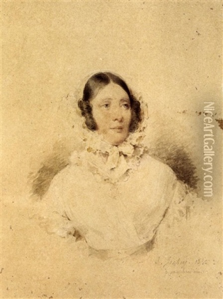 Portrait De Jeune Femme Oil Painting - Jean-Baptiste Isabey