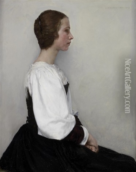 Portrait Of A Young Lady Oil Painting - Charles Frederick Ulrich