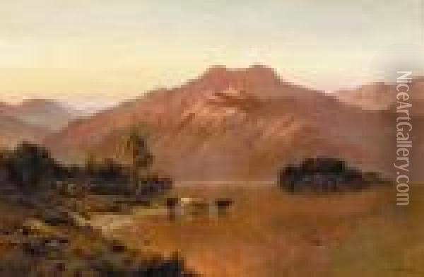 Sunset, Loch Katrine Oil Painting - Alfred de Breanski