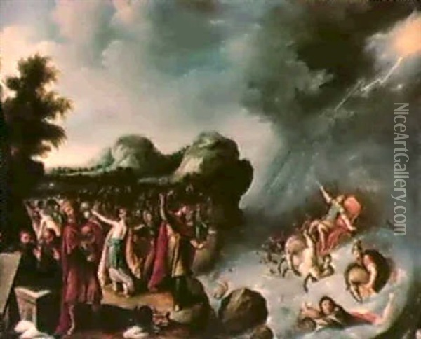 Der Zug Der Israeliten Durch Das                            Rote Meer Oil Painting - Hans Jordaens III