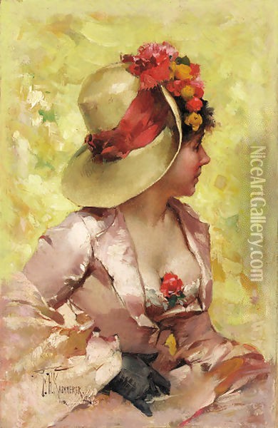 An elegant lady Oil Painting - Frederick Hendrik Kaemmerer