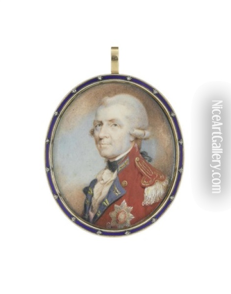 A Portrait Miniature Of A General Officer And Knight Of The Order Of The Bath Oil Painting - Philip Jean