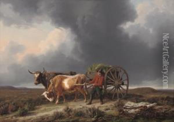 Hurrying Home Before The Storm Oil Painting - Edmond Jean Baptiste Tschaggeny