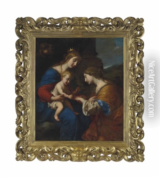 The Mystic Marriage Of Saint Catherine Oil Painting - Onorio Marinari