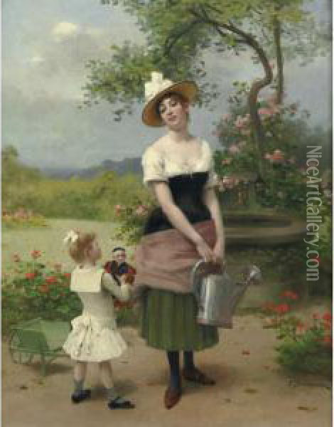 The Gardener Oil Painting - Jules Frederic Ballavoine