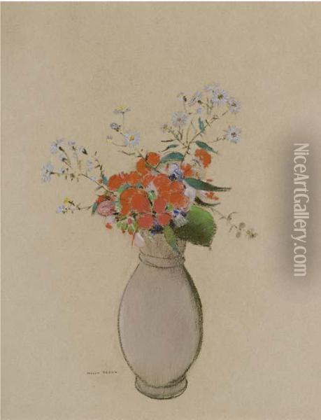 Vase De Fleurs Oil Painting - Odilon Redon