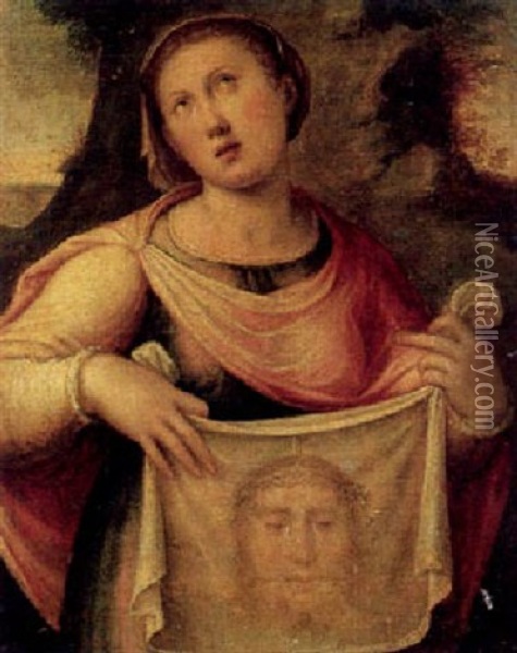 Veronika Und Das Schweistuch Christi Oil Painting - Lucca Longhi