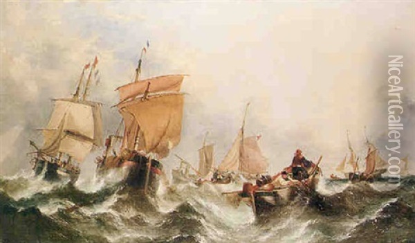 Harvesting The Catch Oil Painting - William Callcott Knell