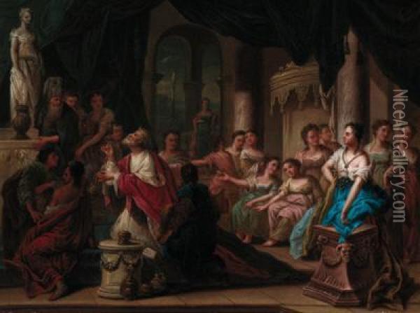 The Idolatry Of King Solomon Oil Painting - Gerard Hoet