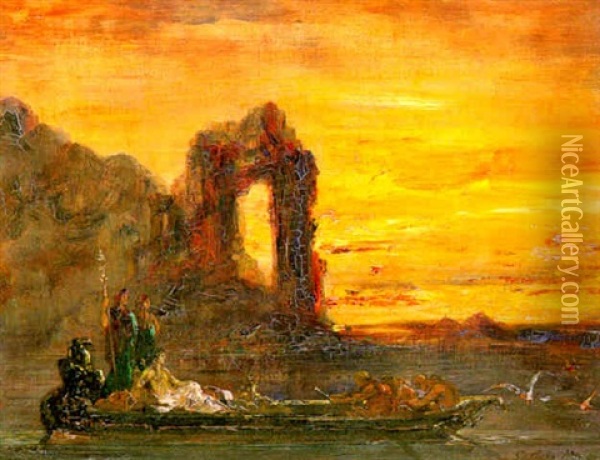 La Barque De Cleopatre Oil Painting - Gustave Moreau