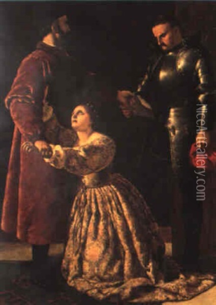 Duke Frederick Banishing Rosalind From His Court Oil Painting - Frederick Richard Pickersgill