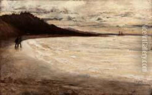 Passeggiando Sullaspiaggia Oil Painting - Johann Jungblutt