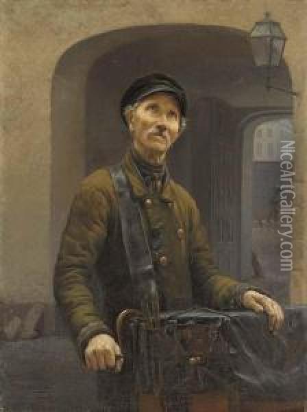Portrait Of A Street Musician Oil Painting - Konstantin Apollonovich Savitskii