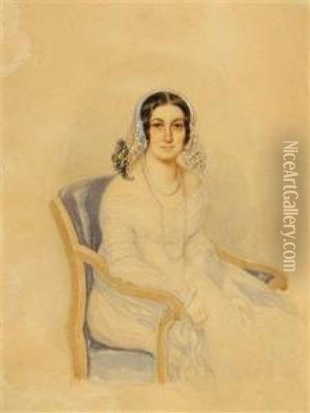 A Portrait Of A Lady Oil Painting - Josef Zumsande