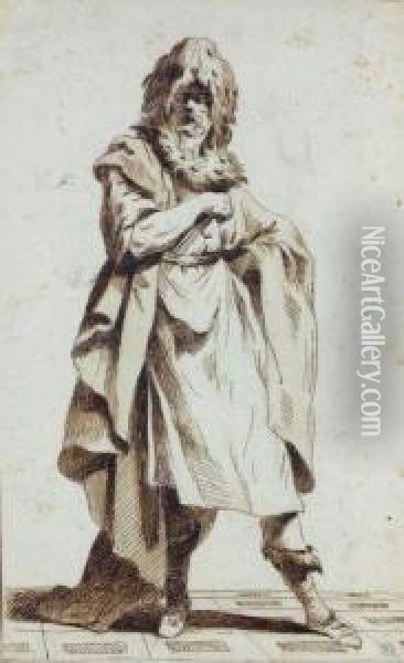 Portrait D'homme En Pied Au Chapeau De Fourrure Oil Painting - Simon Francois I Ravenet