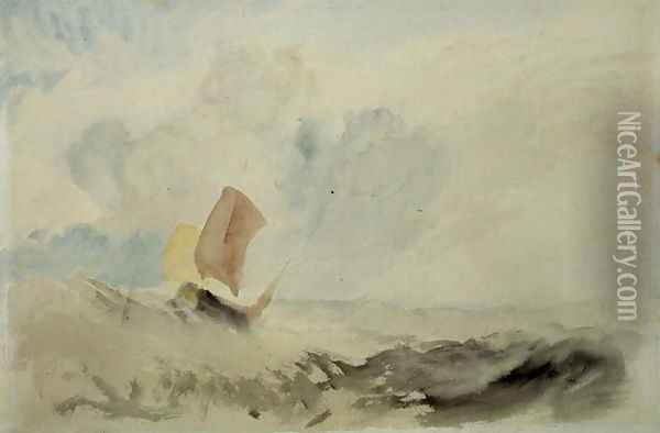 A Sea Piece - A Rough Sea with a Fishing Boat, 1820-30 Oil Painting - Joseph Mallord William Turner