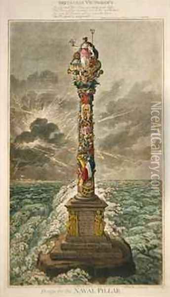 Britannia Victorious Design for the Naval Pillar Oil Painting - James Gillray