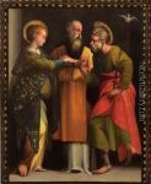Sposalizio Della Vergine Oil Painting - Girolamo Francesco Maria Mazzola (Parmigianino)