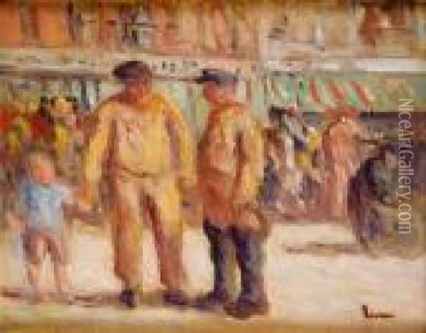 Pecheurs Au Treport, Circa 1925 Oil Painting - Maximilien Luce