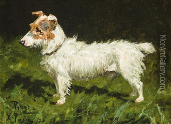 Portrait Of Piper, A Jack Russell Terrier Oil Painting - George Paice