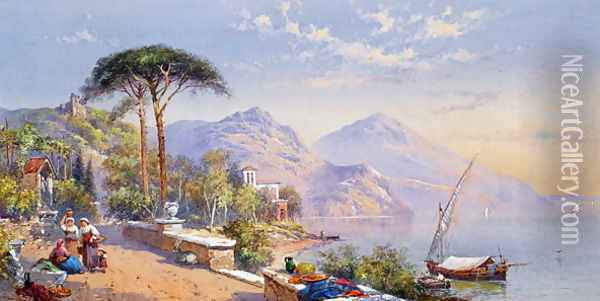 Near Naples, 1883 Oil Painting - Charles Rowbotham