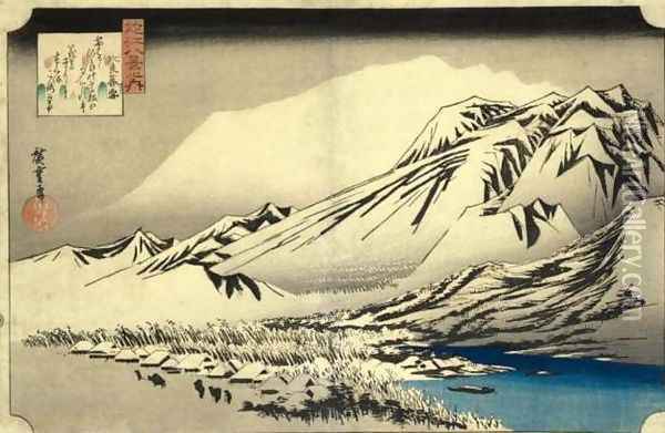 Lingering Snow on Mount Hira (Hira no Bosetsu) Oil Painting - Utagawa or Ando Hiroshige