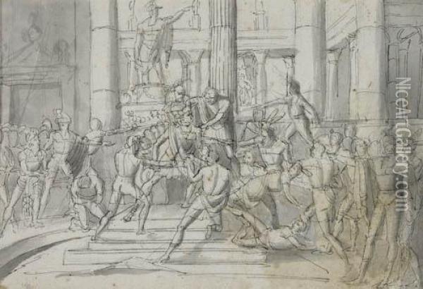 The Assassination Of Caesar Oil Painting - Vincenzo Camuccini