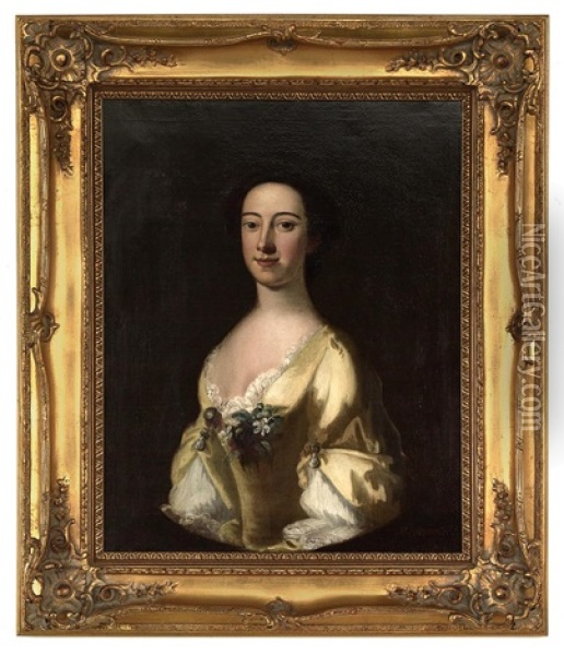 Portrait Of A Young Lady, Traditionally Identified As Mrs. Beauvoir Oil Painting - Godfrey Kneller