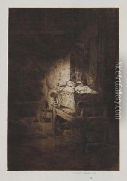 Marie Jean; The Cradle Oil Painting - Mortimer Luddington Mempes