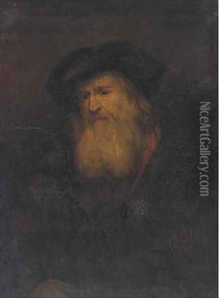 A man, bust-length, with a beard Oil Painting - Rembrandt Van Rijn