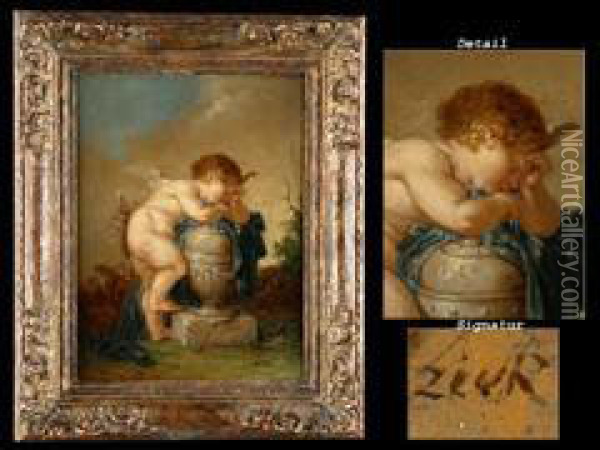 Amor An Einer Park-vase Oil Painting - Januarius Zick